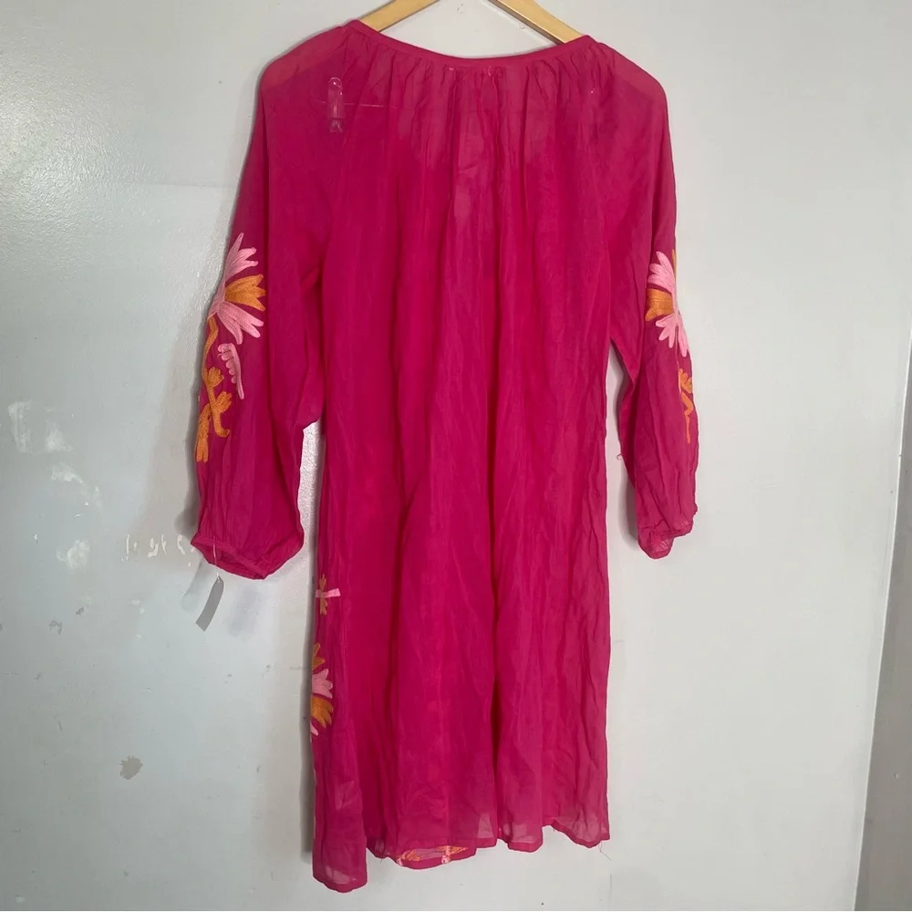 Debbie Katz South Beach‎ Women’s Peasant Tunic Pink Embroidered Size Large